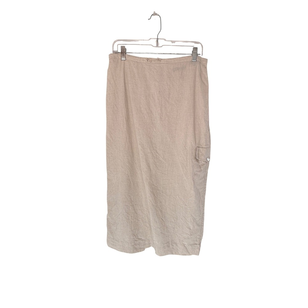 Express VTG Cargo Midi Skirt Linen Lagenlook Coastal Tan Basic Size 11/12